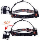 XANES 7310-A 2500LM T6+4xXPE Headlamp 4 Modes 90 Adjustable Waterproof 2x18650 Battery AC/DC Charger Work Light