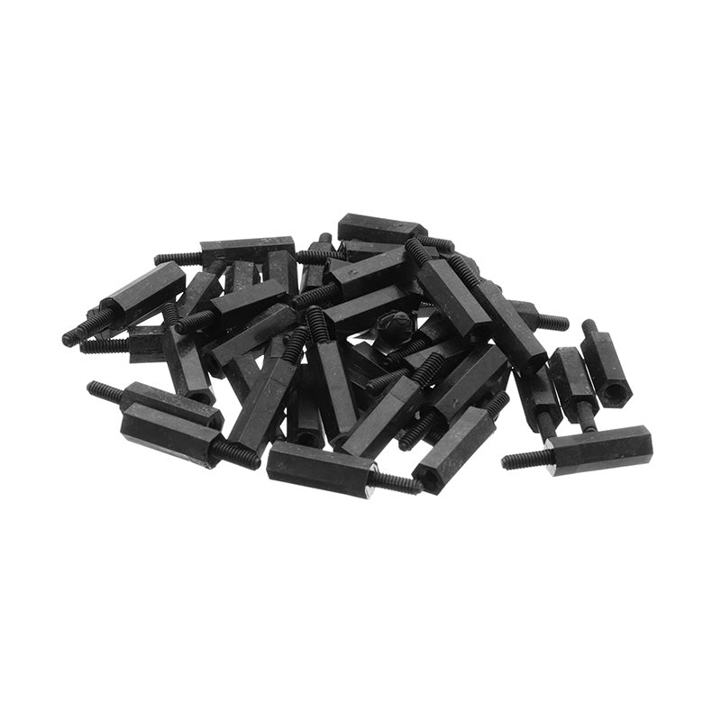 Suleve M2NH5 50pcs M2 Nylon Black Hex Screw PCB Standoff