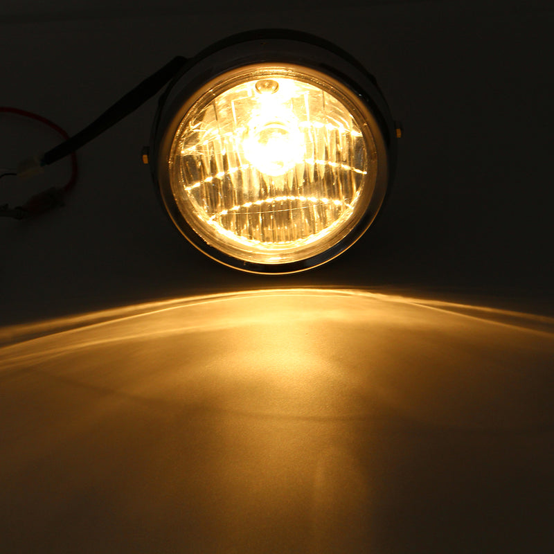 6 Inch H4 Metal Motorcycle Headlight Hi-Lo Beam Headlamp Cafe Racer Halogen Bulb Universal