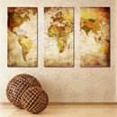 Miico Hand Painted Three Combination Decorative Paintings World Map Wall Art For Home Decoration