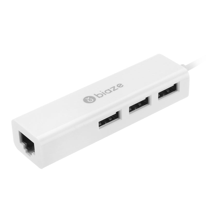 BIAZE ZH5 USB 2.0 to 3-Port USB 2.0 + 1000Mbps Gigabit RJ45 Ethernet OTG Hub Adapter