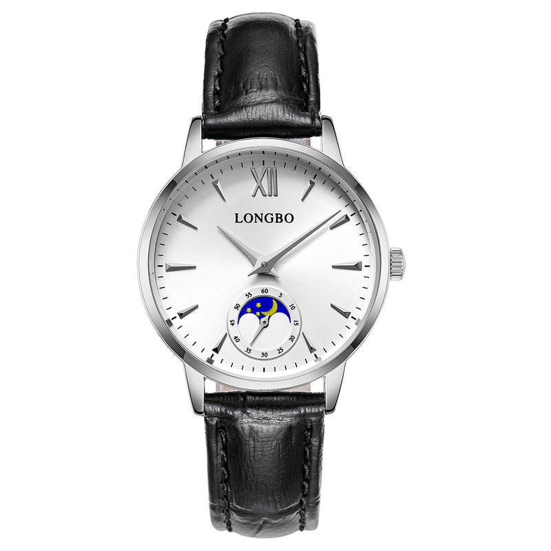 LONGBO 5008 The Sun The Moon The Stars Leather Band Waterproof Men Women Quartz Watch