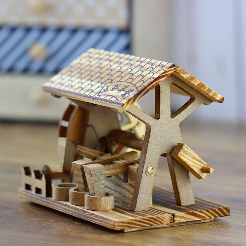 Wooden Crafts Hand Waterwheel Furniture Office Decorations