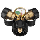 Outdoor Camping Stove Converter Brass Y-Splitter Tee Adapter Connector With Propane Tank Gauge
