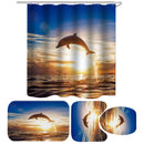 Dolphin Pattern Shower Curtain Waterproof Fabric Bath Accessory 3D Printing Ocean Curtain