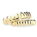 2Pcs Gold Silver Plated Custom Teeth Grill 8 Tooth Hip Hop Top & Bottom Teeth Grill Removable Mouth Grillz set
