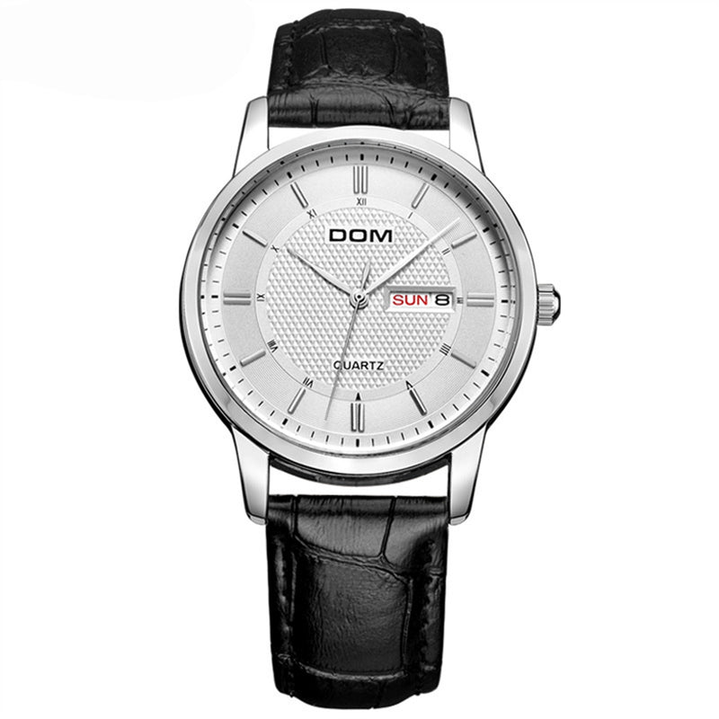 DOM M-11 Business Style Men Wrist Watch Calendar Leather Strap Clock Quartz Watch