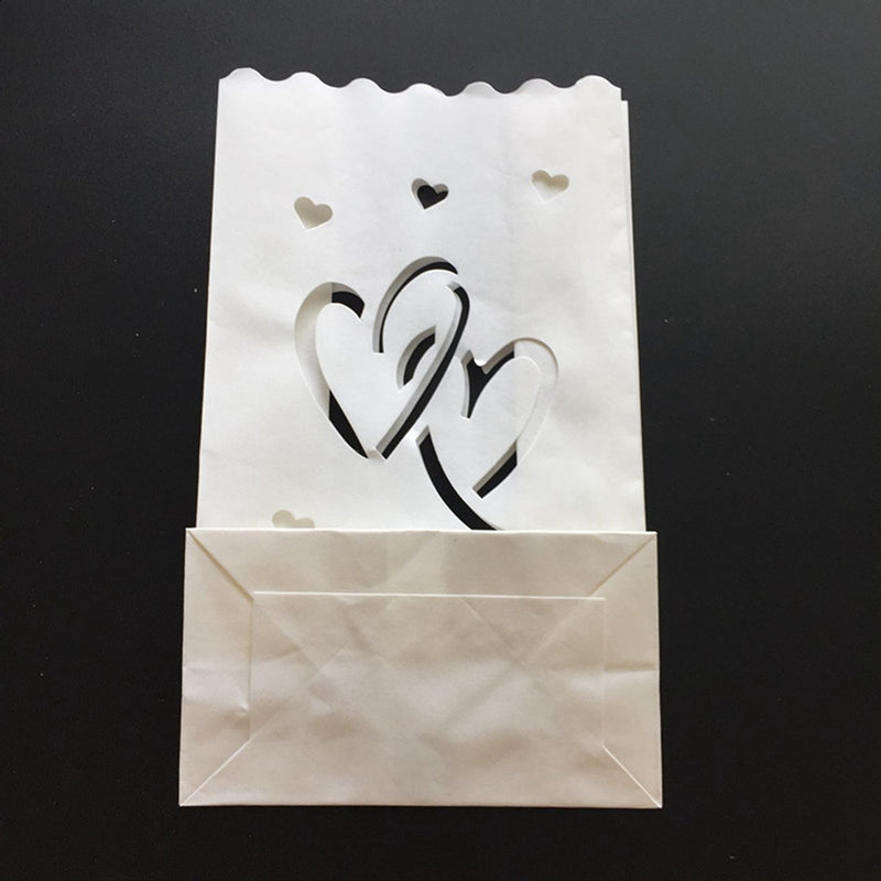 10PCS Double Heart Paper Lantern Candle Bag Tea Light Holder for Christmas Wedding Home Decoration