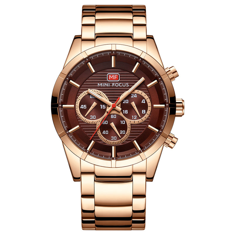 MINI FOCUS MF0170G Business Style Men Wrist Watch Stainless Steel Band Quartz Watches