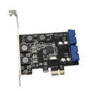 SSU N014S+PW4 PCI - E to USB 3.0 Expansion Card with Front - Facing 19 / 20 Pin Interface for Desktop Computer