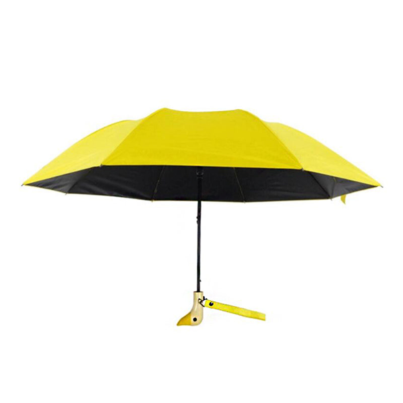 Automatic Folding Umbrella 1-2 People Lovely Duck Wooden Handle Umbrella Windproof Camping Sunshade