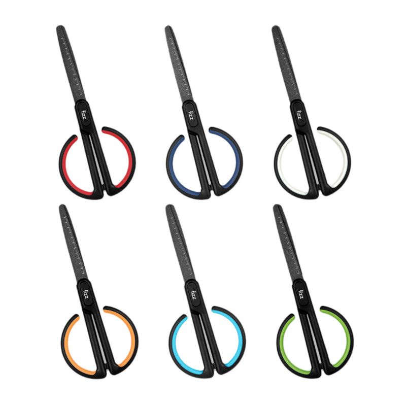 Fizz FZ212003 Anti-Stick Scissors With Scale Stationary Scissor Household Diy Rounded Cutter Head