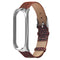 Metal Case Weave Texture Leather Watch Band Watch Strap Replacement for Xiaomi Miband 4