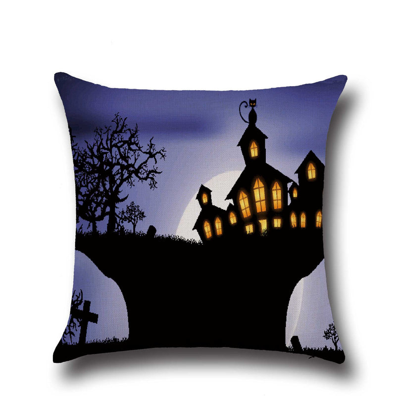 Halloween Pumpkin Bat Ghost Pattern Pillowcase Cotton Linen Throw Pillow Cushion Cover Seat Home