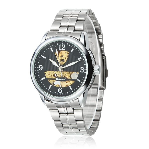 Gucamel GT01 Skeleton Stainless Steel Band Mechanical Men Watch