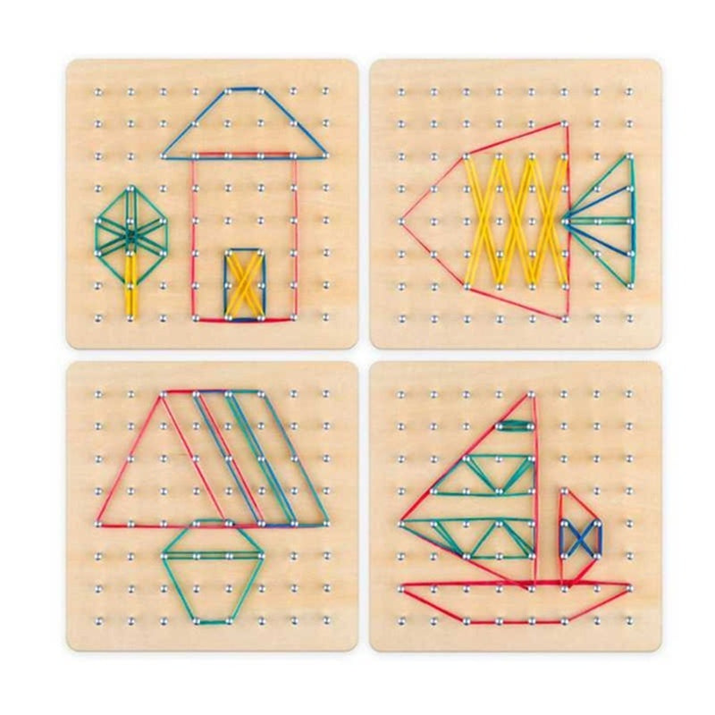 Wooden Montessori Nail Geoboard with Cards Math Learning Education Kids Toys