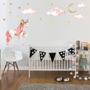 Pink Horse Cloudy Sky Wall Stickers Romantic Lovely Diy Sticker Moon Star Wall Sticker