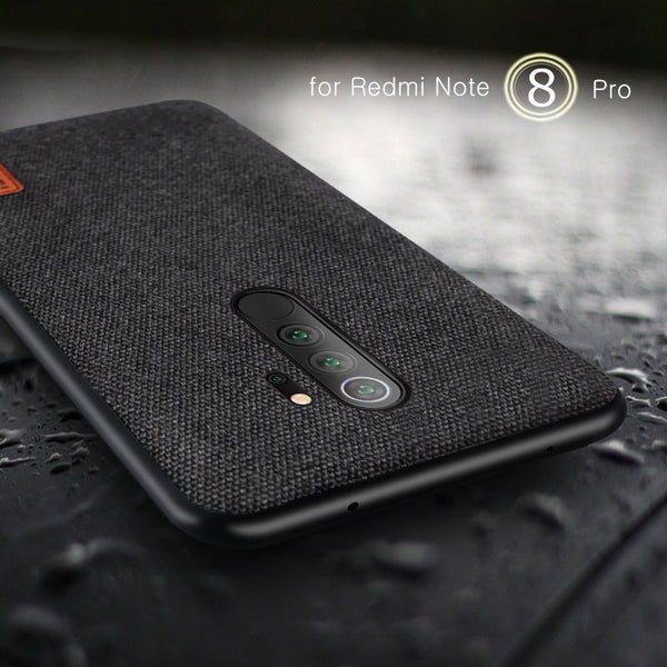 Bakeey Luxury Fabric Splice Soft Silicone Edge Shockproof Protective Case For Xiaomi Redmi Note 8 Pro