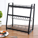 Kitchen Stainless Spice Jars Rack Seasoning Shelf Holder Storage Organizer Stand Kitchen Storage Rack