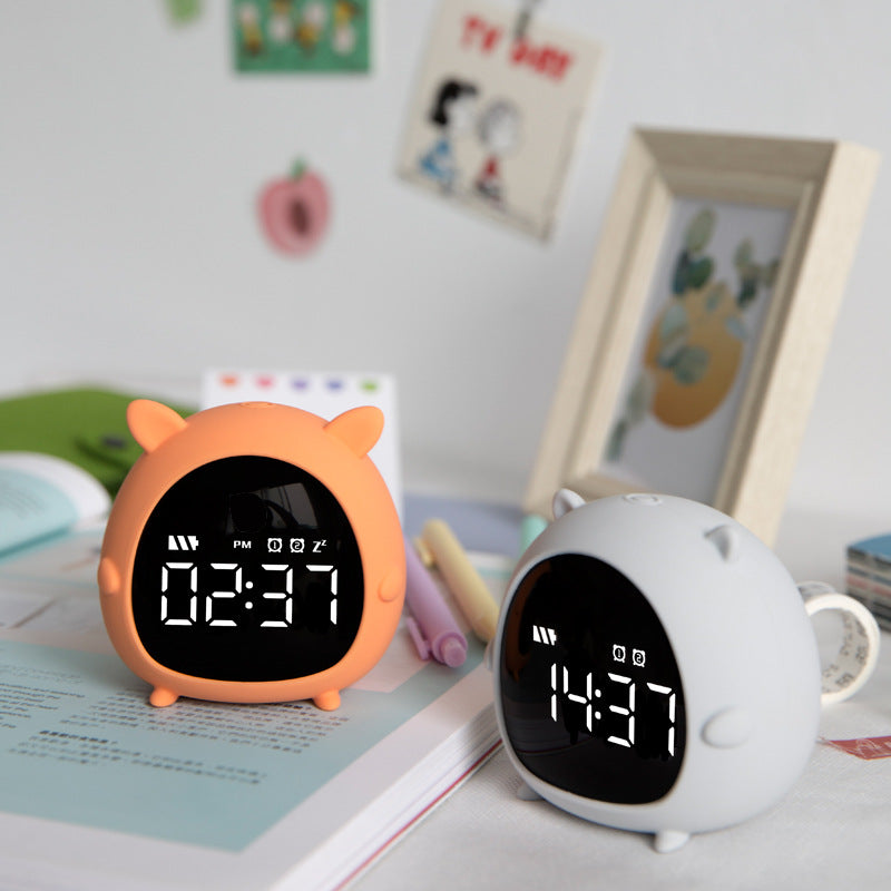 Little Elf Alarm Clock Digital LED Table Alarm Clock Snooze Countdown Rechargeable Cartoon Clock