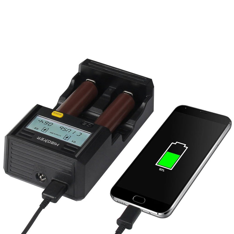 Miboxer C2-3000 LCD Display Rapid Smart Battery Charger For 18650 26650 Battery 2Slots US Plug