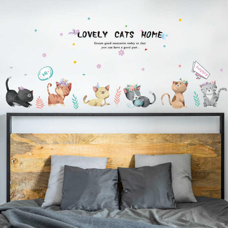 Miico SK7184 Hand-Painted Cat Wall Sticker Children's Room Kindergarten Decorative Stickers DIY Sticker