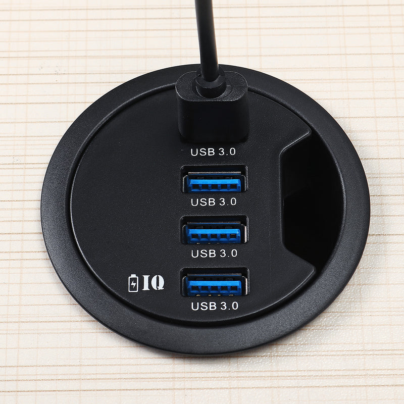 Mount In Desk Powered 4 Port USB 3.0 HUB Charging Adapter Cable Organizer