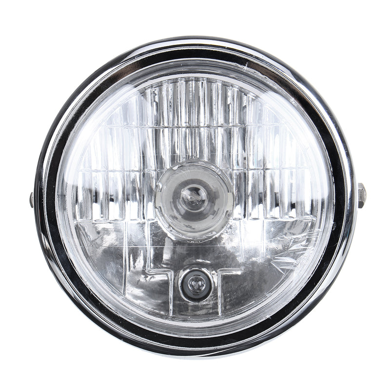 6 Inch H4 Metal Motorcycle Headlight Hi-Lo Beam Headlamp Cafe Racer Halogen Bulb Universal