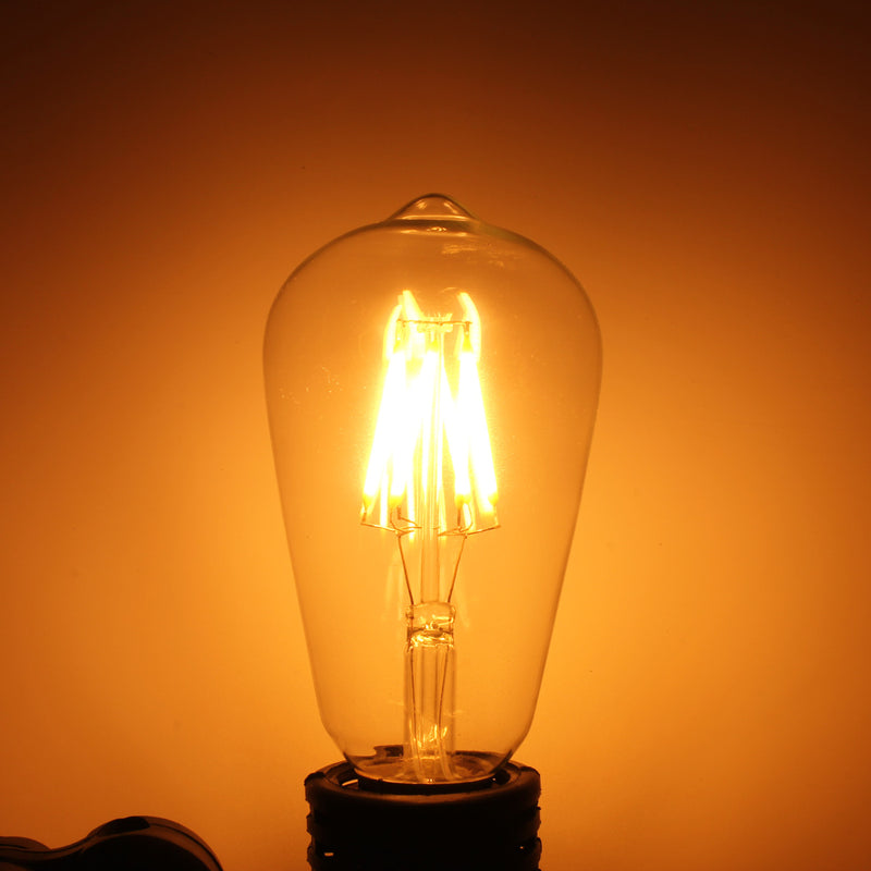 Kingso AC85-265V Non-dimmable Warm White 480LM E27 ST64 6W LED COB Light Bulb for Indoor Home