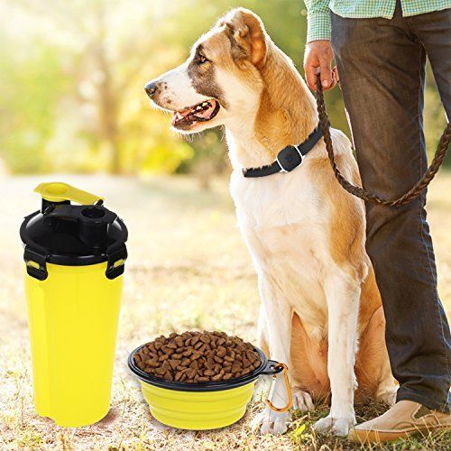 2 In 1 Pet Dog Food Water Bottle Portable Dog Travel Water Bottle With Dog Bowl