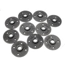 10Pcs/Set 1/2" 3/4" 1" Malleable Cast Iron Floor Flange Plates 4 Holes Black Pipes Fittings Industrial Pipe Furniture Wall Mount DIY Decor