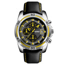 SKMEI 9156 Sport Watch Chronograph Leather Strap Waterproof Men Quartz Wrist Watch