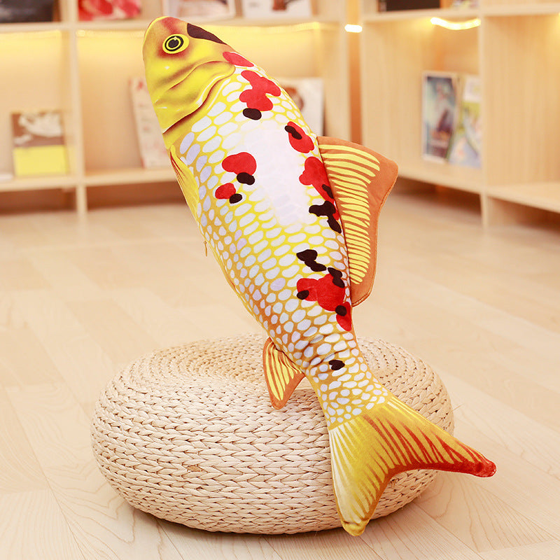 KCASA KC Taisho Showa Red White Gibel Carp Golden Koi Fish Stuffed Plush Toy Cotton Goldfish Cushion