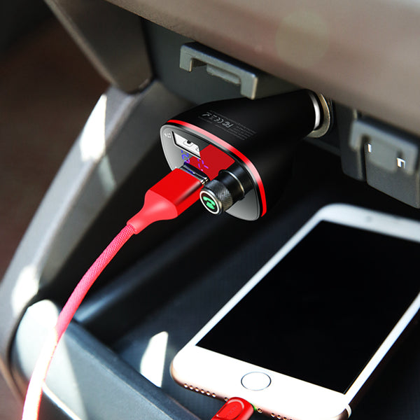 ROCK B300 3.4A bluetooth 4.2 Handsfree Calling FM Transmitter Digital Monitor Dual USB Car Charger