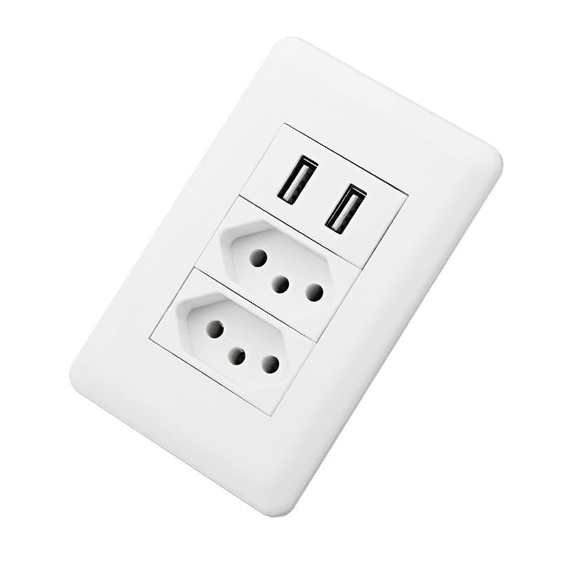 RNAI 15A 125V Dual USB Port Wall Charger Adapter Brazil Plug Socket Power Outlet PMC