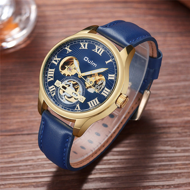OULM 3688 Genuine Leather Automatic Mechanical Watch Business Style Male Wrist Watch