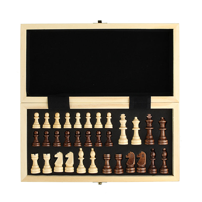 Wood Chess Wooden Magnetic Board Hand Crafted Folding Chessboard Travel Game Set