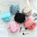 Polyester Solid Color Drawstring Cosmetic Bag Travel Portable Lazy Storage Bag