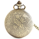 DEFFRUN Retro Bronze Romantic Style Simple Dial Chain Quartz Pocket Watch