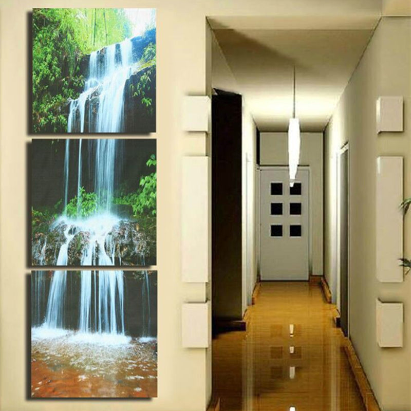 3 Cascade Large Waterfall Framed Print Painting Canvas Wall Art Picture Home Decorate Living Room