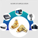 2pcs Brass Right Angle RCA Adapter Male to Female Plug Connector