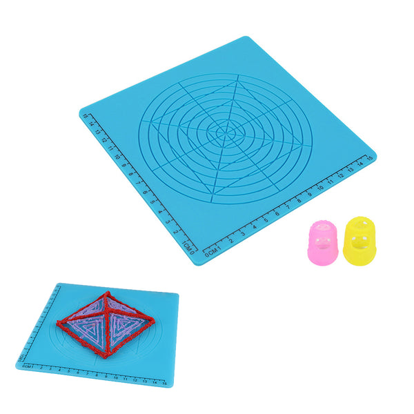 D-Type Blue 3D Printing Pen Drawing Tools Silicone Design Mat with Basic Template + 2pcs Insulation Silicone Finger Caps Kit