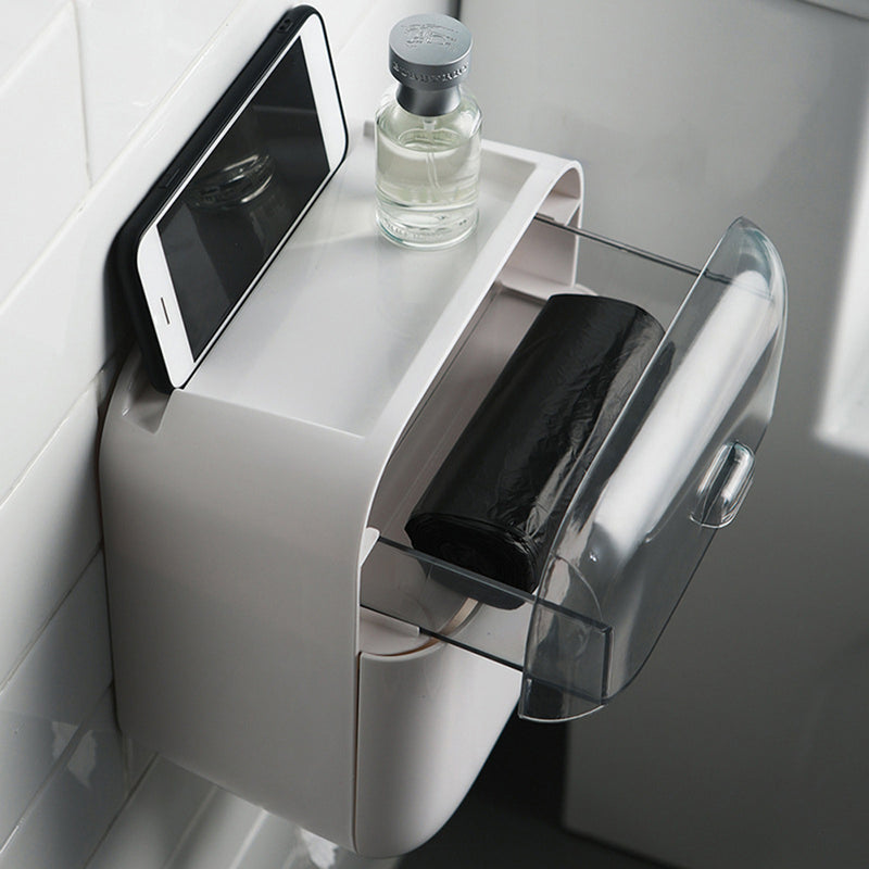 Toilet Paper Waterproof Wall Mount Tissue Double Holder Shelf Tube Storage Box Paper Shelf Holder