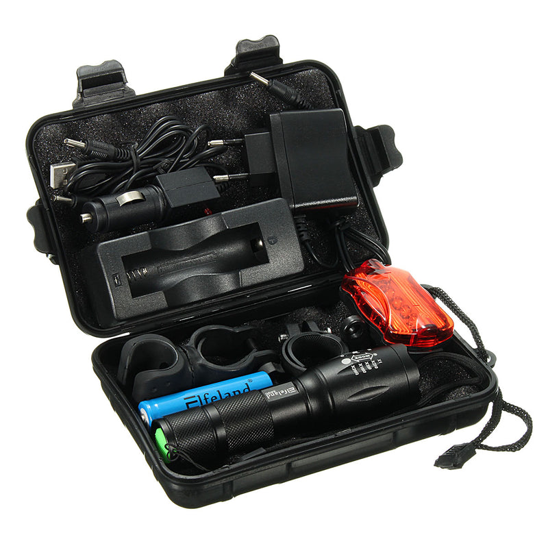Tactical 90000LM T6 LED Flashlight Zoomable Torch Lamp 18650 Batt Charger Kit Set