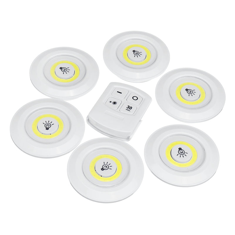 1/3/6pcs LED Wireless Stick On  LED Tap Light Bright Remote Battery Cabinet Closet Night Lamp