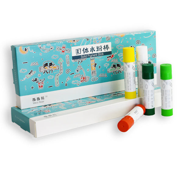 West Bear 12 Colors Solid Gouache Pigment Sticks Washable Watercolor Painting Pens Art Supplies Office School Stationery Gifts for Childrens Kids