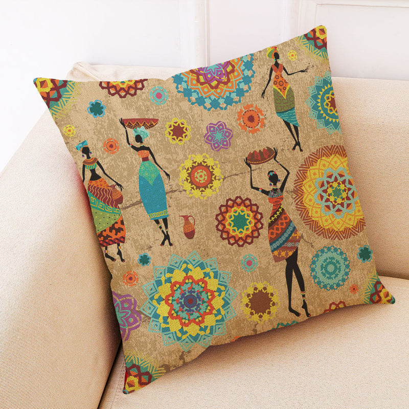 Ethnic Style Cotton Linen Cushion Cover Square Decoration Pillowcase House Decor Pillow Case