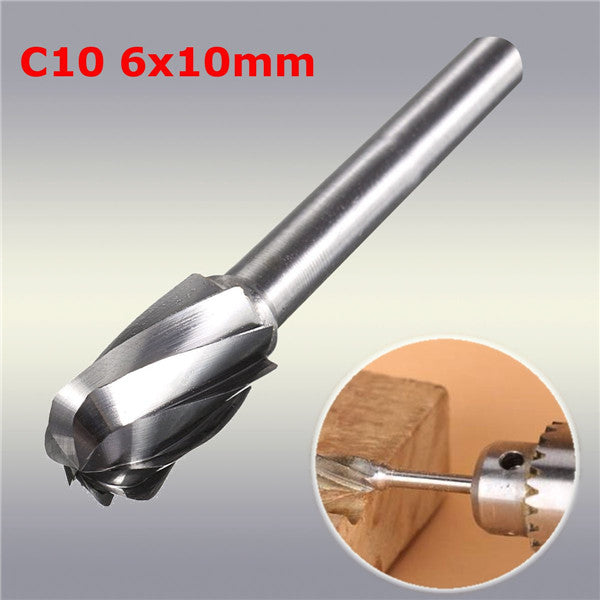 6mm Shank Tungsten Steel Rotary Burr 10mm Head Drill Bit