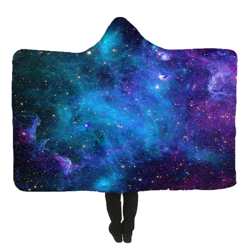 150x200cm Starry Sky Hooded Blankets Wearable Soft Winter Bed Cover Halloween