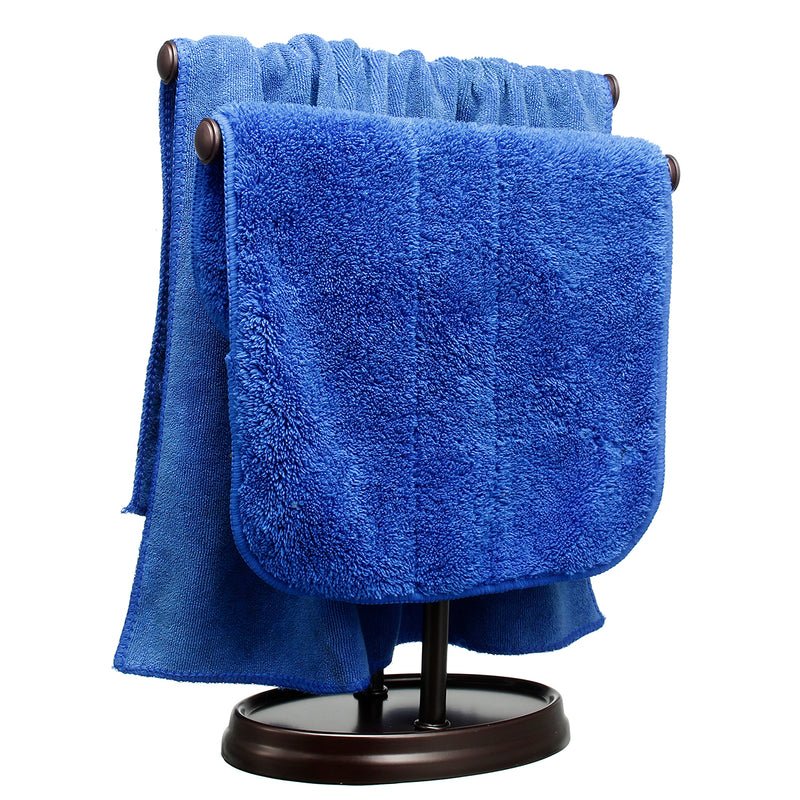 2 Tier Bar Towel Holder Freestanding Drying Rack Hanger Storage Shelf Bathroom